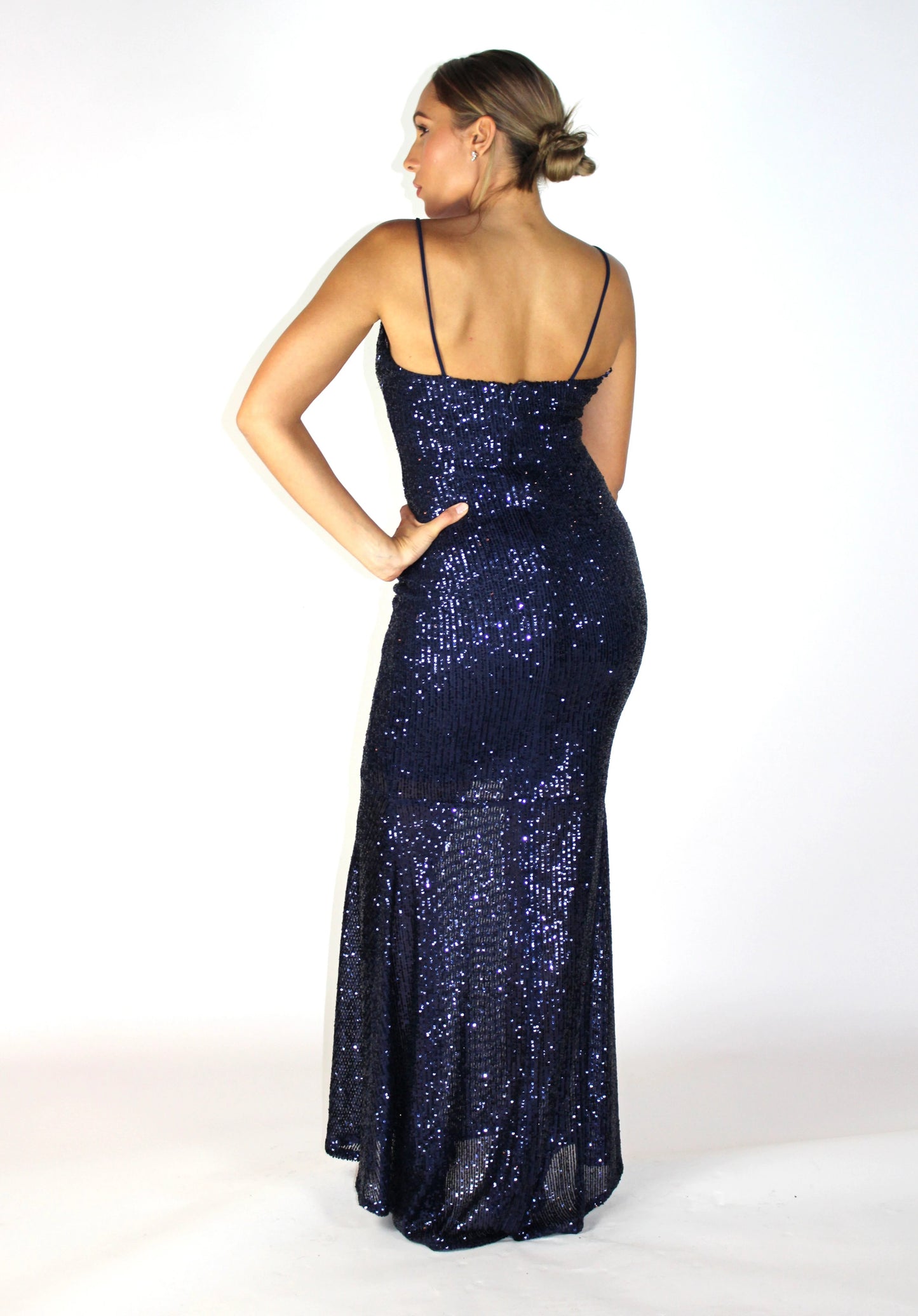 Marilyn Navy Maxi Dress Sequin