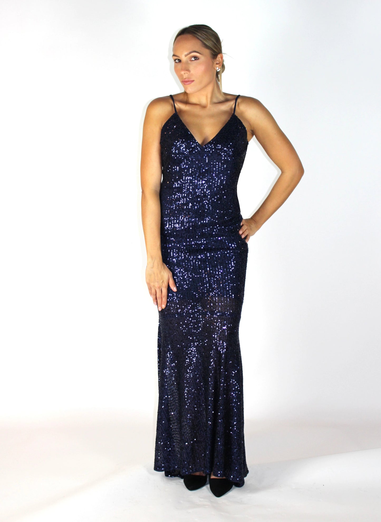 Marilyn Navy Maxi Dress Sequin
