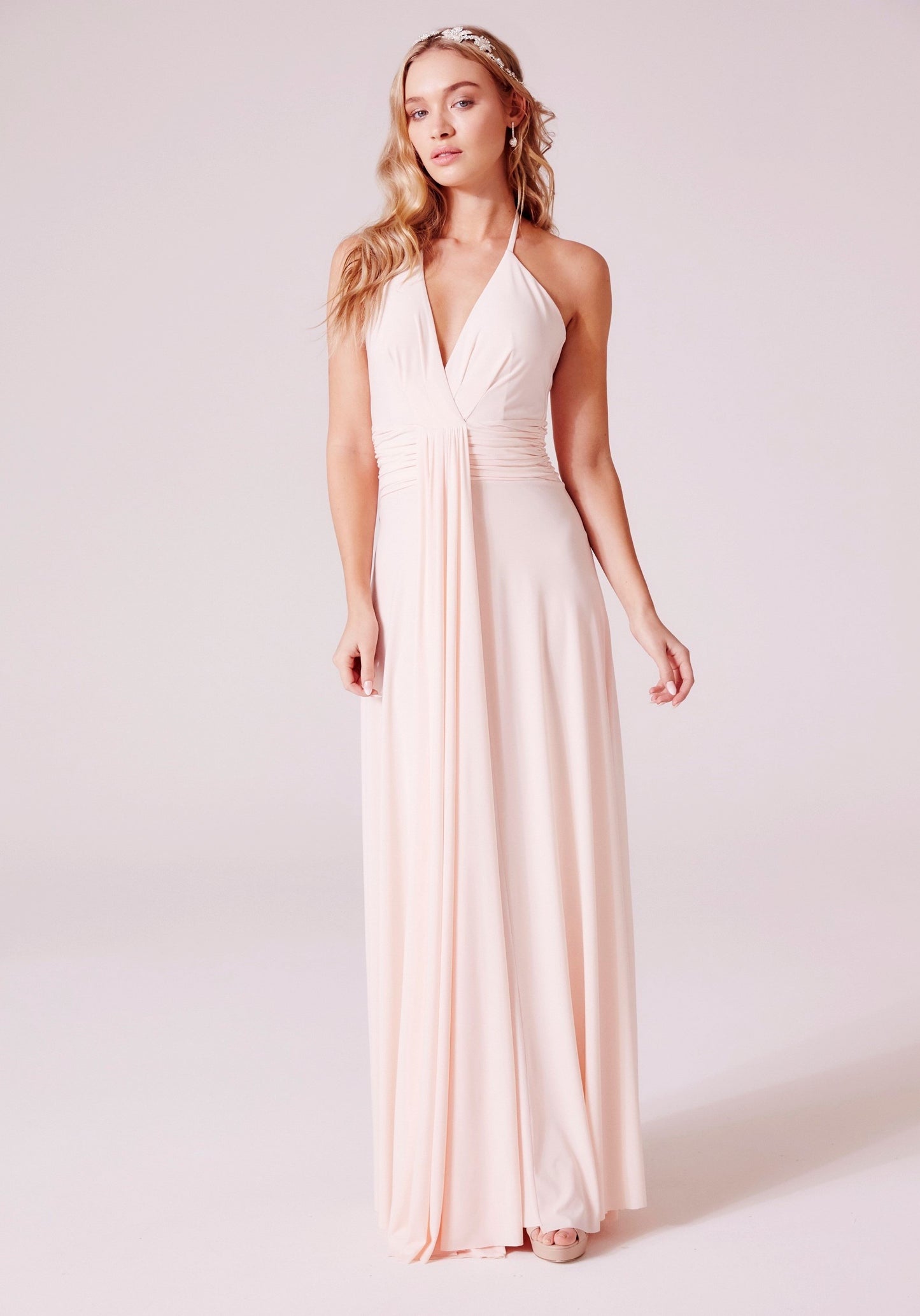 Eleni Maxi Bridesmaid Dress in Nude Blush