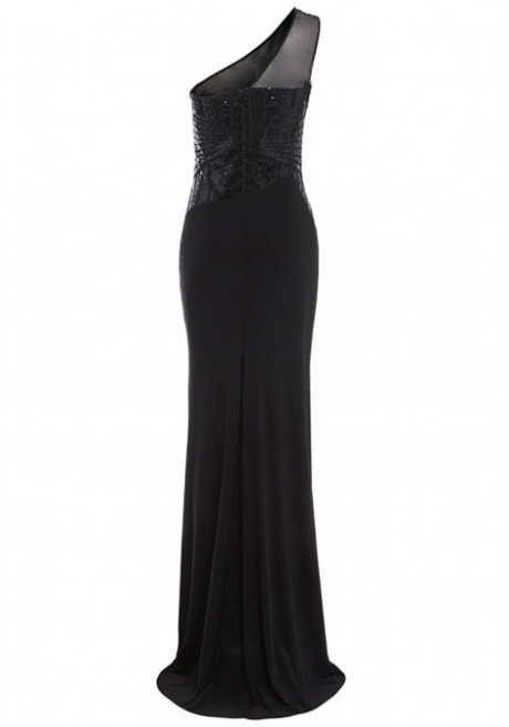 Sophia One Shoulder Sequin Maxi Dress in Black