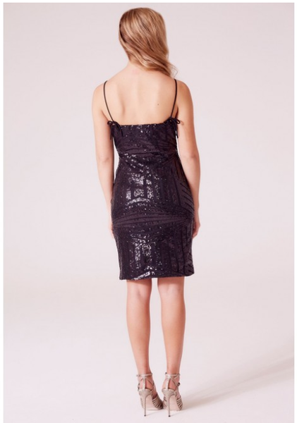 Mariah Embellished Bodycon Mini Dress in Black